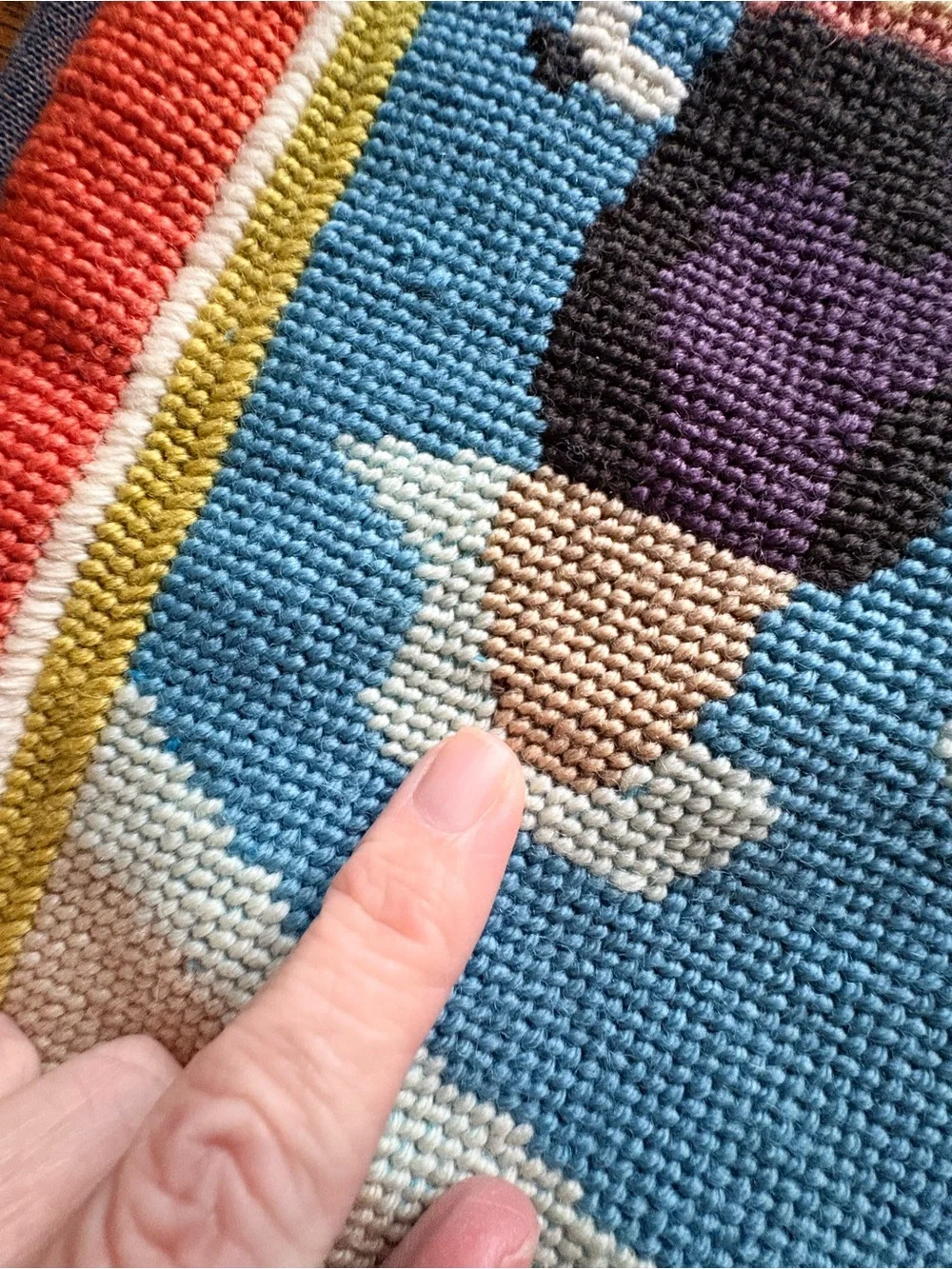Custom Needlepoint pillow covers with cording, zippers & striped fabric backing
